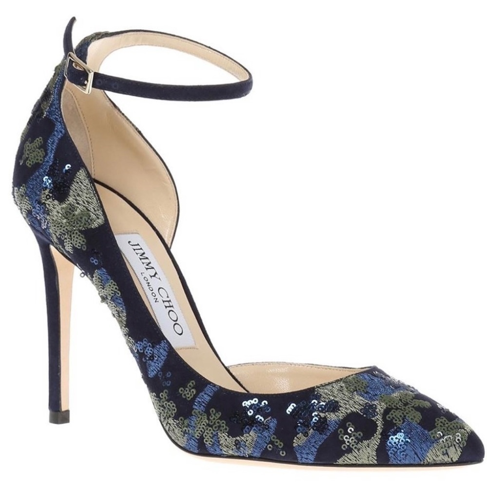 Jimmy Choo / Lucy 100 D’Orsay Pumps Sequin floral Pattern 39 9